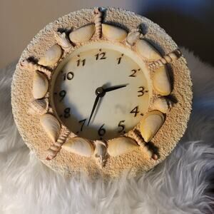 Sea Shell Wall Clock Analog Cream And Sand Color Battery Operated